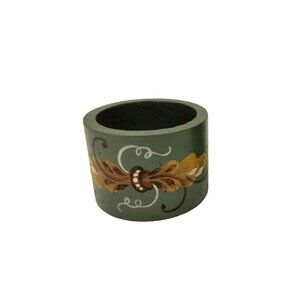 Dutch Tolle Hand Painted Wood Napkin Ring Wrap Blue Craft